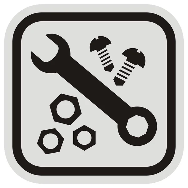 Hardware Set Nut Wrench Screw Vector Icon Gray Black Frame — Διανυσματικό Αρχείο