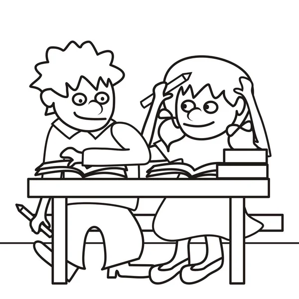 Niños Escuela Niño Niña Aula Vector Ilustración Humorística Libro Para — Vector de stock