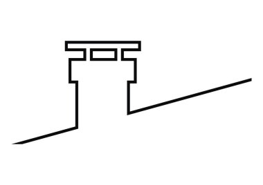 Çatıda baca yığını, siyah ve beyaz kavramsal vektör simgesi