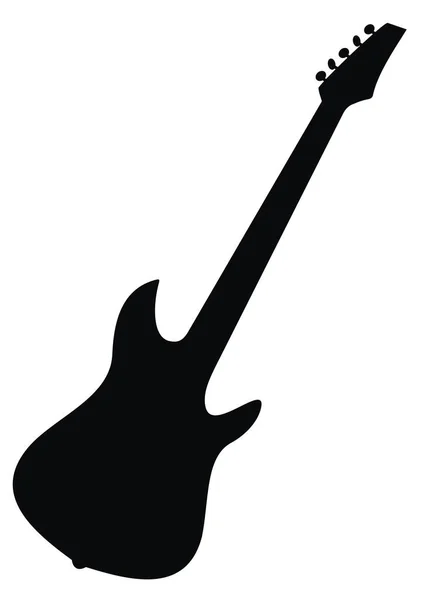 Chitarra Elettrica Silhouette Nera Icona Vettoriale — Vettoriale Stock