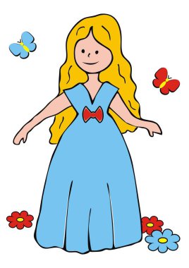 Kelebekli prenses, vektör çizimi