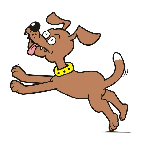 Romping Dog Kahverengi Renk Mizahi Vektör Çizimi — Stok Vektör