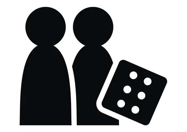 Board Game Figures Dice Black White Design Vector Icon — Wektor stockowy
