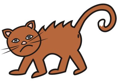 Sad cat, funny vector illustration