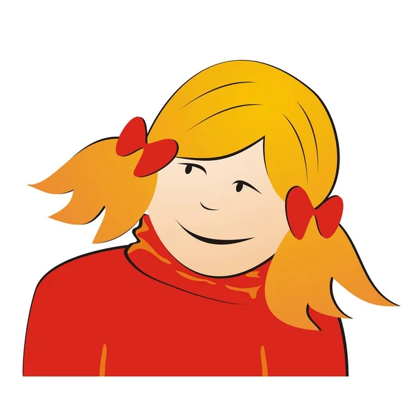 Mädchen Roten Kleid Gesichtsausdruck Vektorillustration — Stockvektor