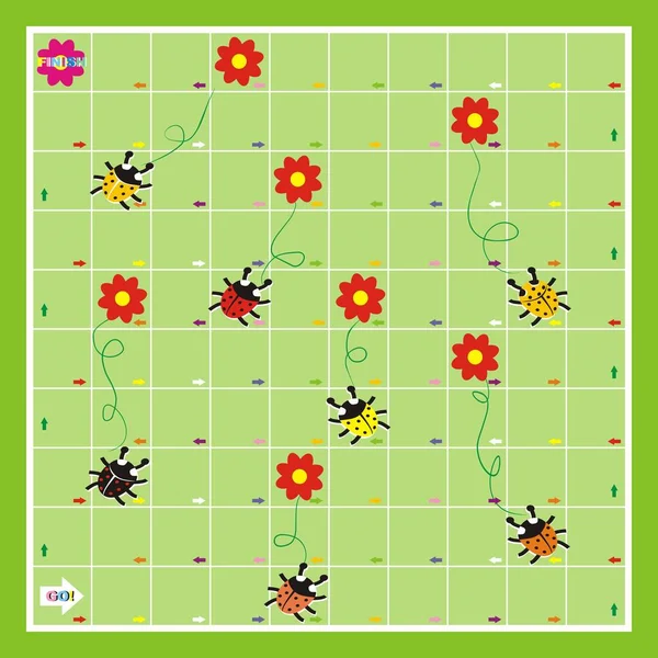 Jeu Société Coccinelles Sur Prairie Illustration Vectorielle Besoin Pièces Jeu — Image vectorielle