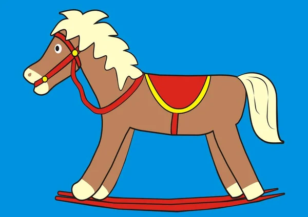 Качающаяся Лошадь Игрушка Черный Фон Векторная Иллюстрация — стоковый вектор