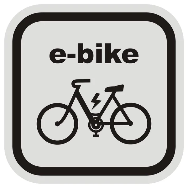 Bike Borne Recharge Véhicule Électrique Icône Cadre Gris Noir — Image vectorielle