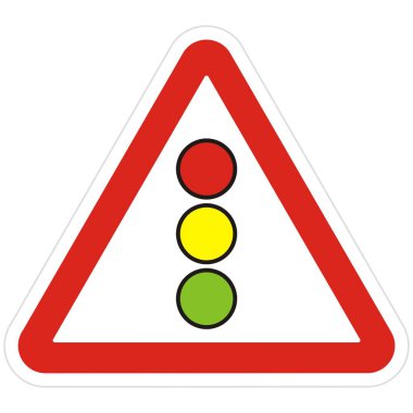 Yol işareti, semafor, üçgen şekli, vektör simgesi