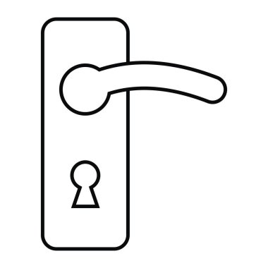 Güvenlik kilidi ve kapı kolu, siyah beyaz simge, vektör