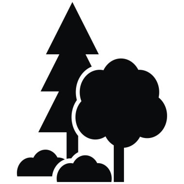 Orman, doğal koruma alanı, siyah vektör simgesi