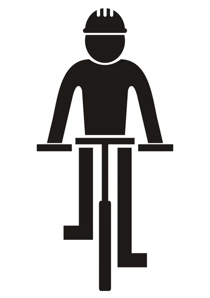 Cycliste Vue Face Silhouette Noire Icône Vectorielle — Image vectorielle