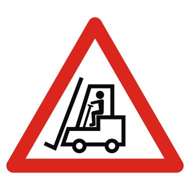 Forklift, trafik işareti, kırmızı üçgen şekli, vektör simgesi