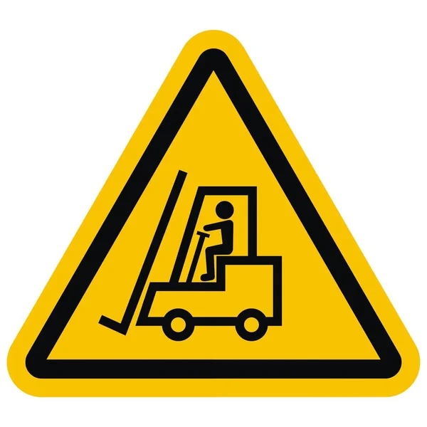Forklift, endüstriyel uyarı işareti, sarı üçgen şekil, vektör simgesi