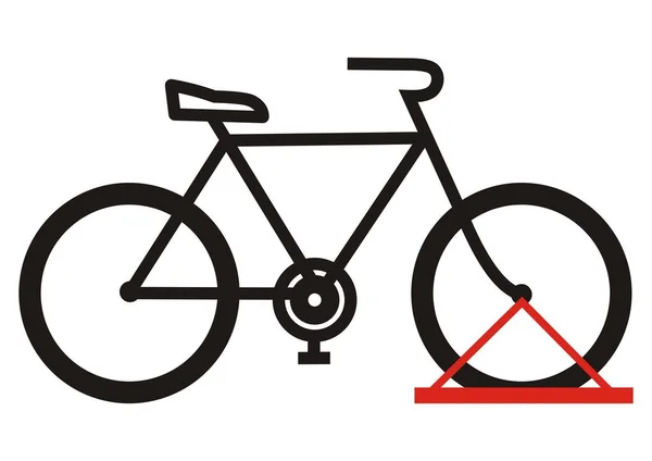 Soporte Bicicleta Estacionamiento Icono Vector Silueta Negra Estacionamiento Para Rueda — Vector de stock