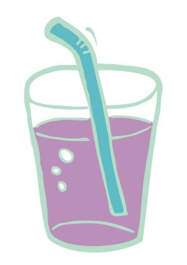 Kamış, vektör illüstrasyonu ve beyaz arkaplanlı bir bardakta iç.