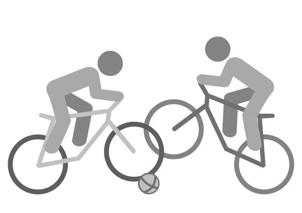 Bikeball Two Cyclists Ball Vector Illustration Gray Color — Stock Vector