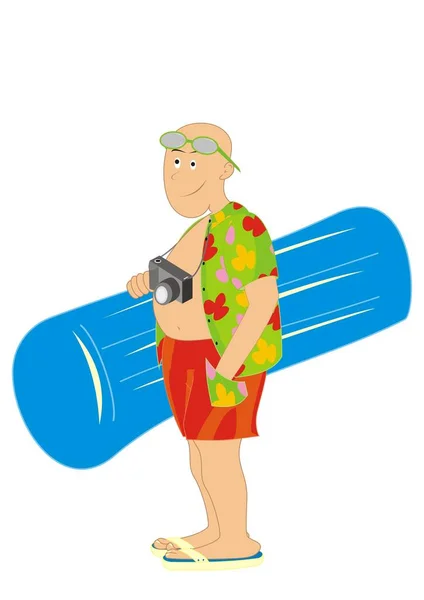 Tourist Beach Lounger Camera Illustration — Stock Vector