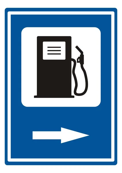 Benzin Istasyonu Yol Işareti Vektör Simgesi Sağ Mavi Arkaplan — Stok Vektör