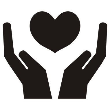 Kalbi olan eller, uygulama simgesi, web simgesi, bilgi aktarımı için kullanılabilir. Düzenlenebilir felç. Şablon vektörü tasarla.