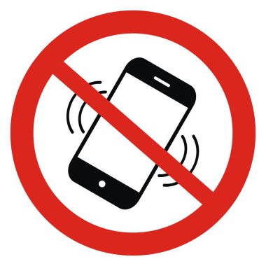 Beyaz arka planda cep telefonu işareti yok. Sesi kıs. Cep telefonu kullanımının yasaklanması. Vektör simgesi.
