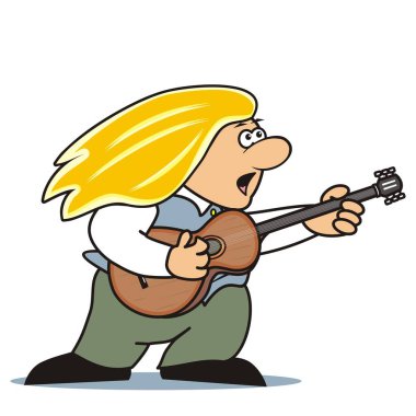 Gitarist, şarkıcı, vektör simgesi