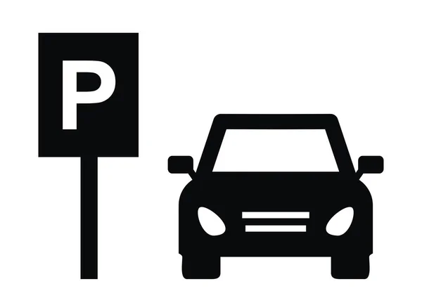 Conceptueel Verkeersbord Voor Personenauto Parkeren Voertuig Verkeersteken Vectorzwart Pictogram — Stockvector