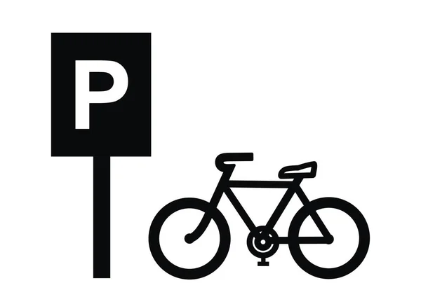 Parking Dla Rowerów Znak Drogowy Ikona Wektora Kolor Czarno Biały — Wektor stockowy