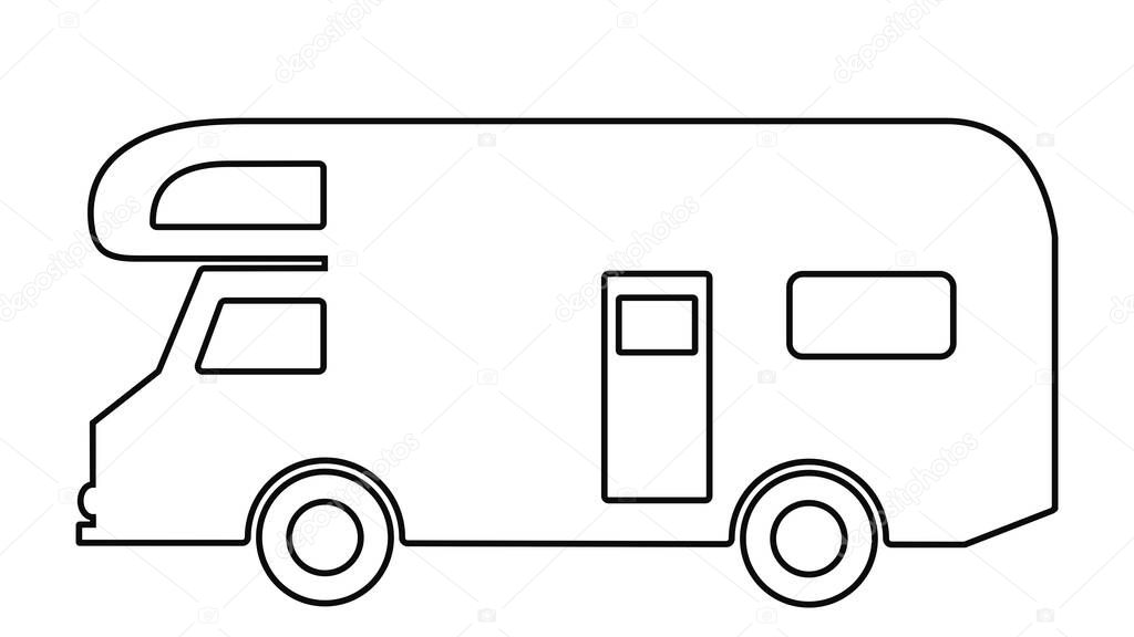 Caravan, camper van, isolated object, vector icon