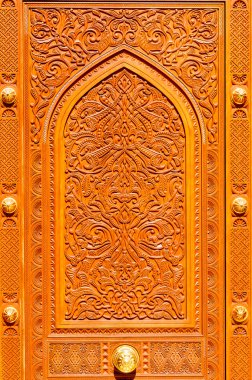 Ahşap oymalar kapıdaki bir caminin, Muscat, Umman