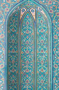 Turquoise mosaic tiles in mosque, Muscat, Oman clipart