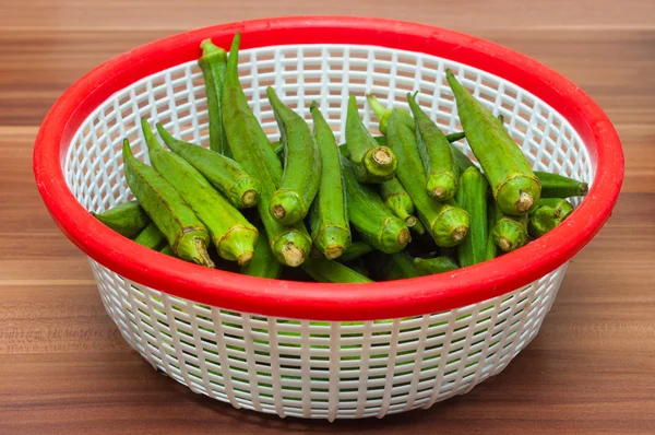 Okra (Bhindi) in a basket — Stock Photo, Image