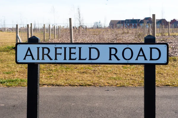 Airfield road, signpost, UK — Stock Photo, Image