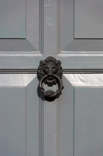 Frappe à la porte de la tête de lion isolé — Photo