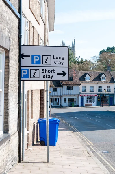 Public car park information sign in rural Suffolk — Stock Photo, Image