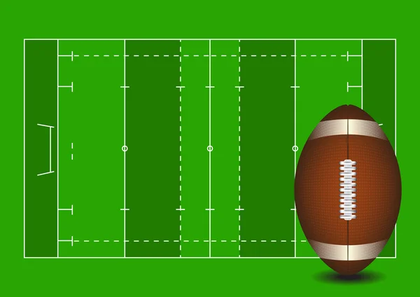 Fotbalové hřiště. Míč americký fotbal — Stockový vektor