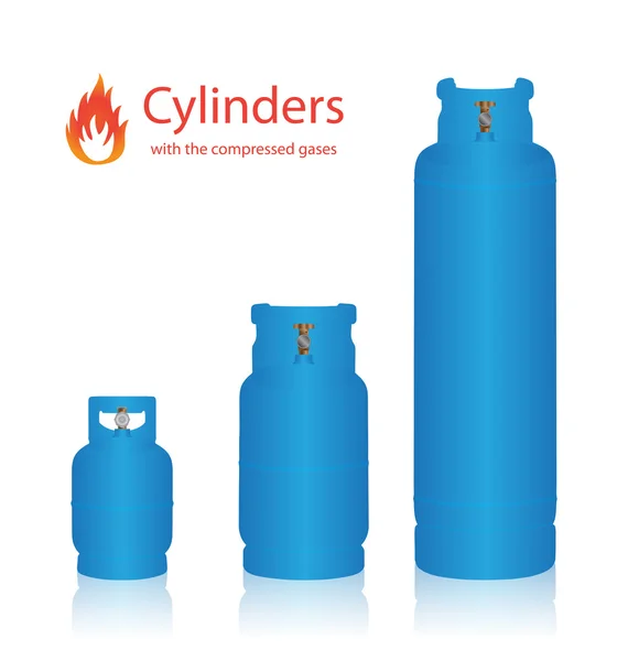Cylinders with the compressed gases on a white background — Stock Vector