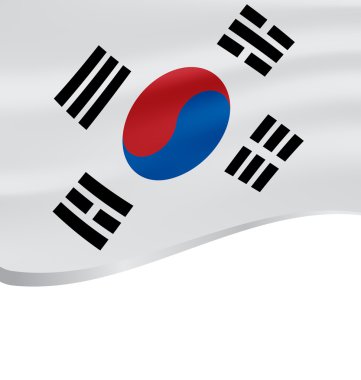 Güney Kore üzerinde beyaz izole bayrağı sallayarak