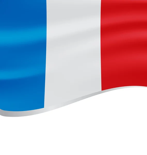 Bandera ondeante de Francia aislada en blanco — Vector de stock
