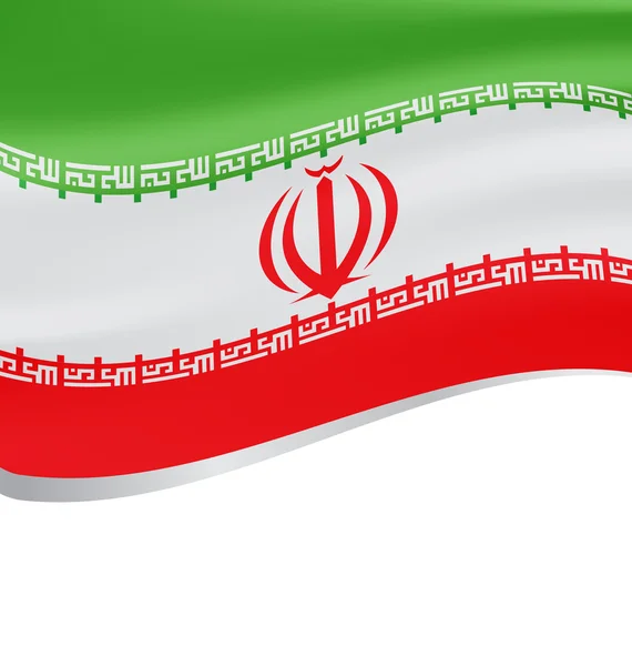 Bandera ondeante de Irán aislada sobre fondo blanco — Archivo Imágenes Vectoriales