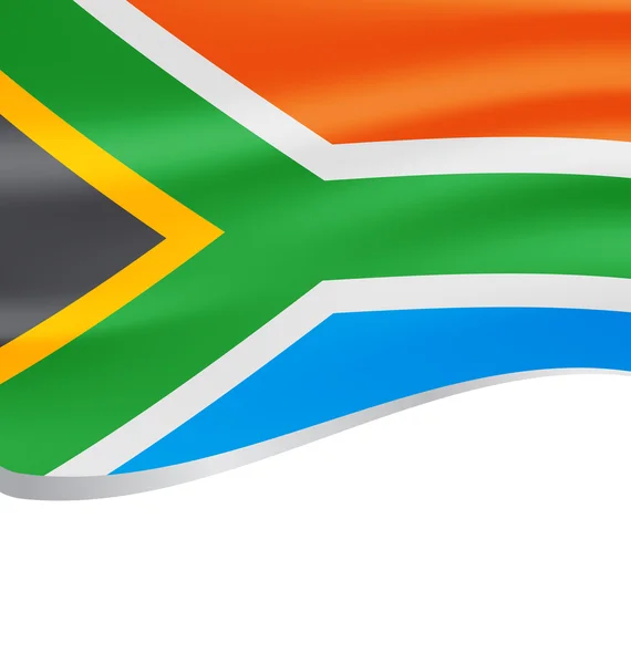 Bandera ondeante de Sudáfrica aislada en blanco — Archivo Imágenes Vectoriales