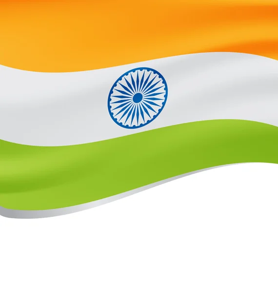 Bandera ondeante de la India aislada en blanco — Vector de stock