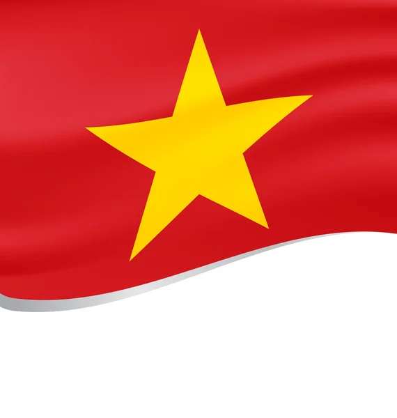 Bandera ondeante de Vietnam aislada en blanco — Vector de stock