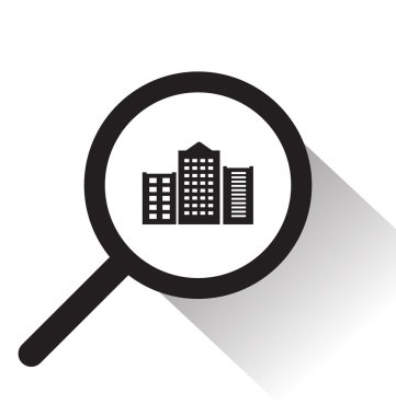 vektör şehir simgesi olan büyüteç