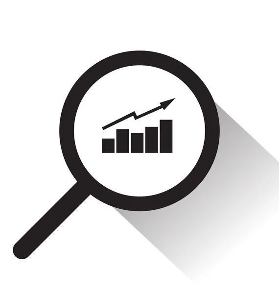 Vector förstoringsglas med diagram ikon — Stock vektor