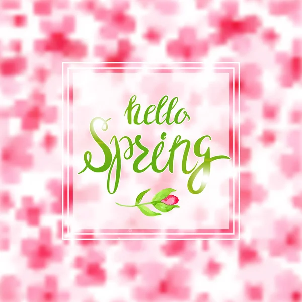 Popřípadě jaro rozmazané pozadí s nápisy a květiny. — Stockový vektor