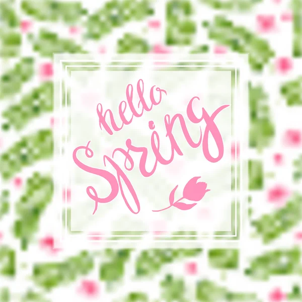 Spring Blurred Background whith Lettering and Flowers. — Stock Vector