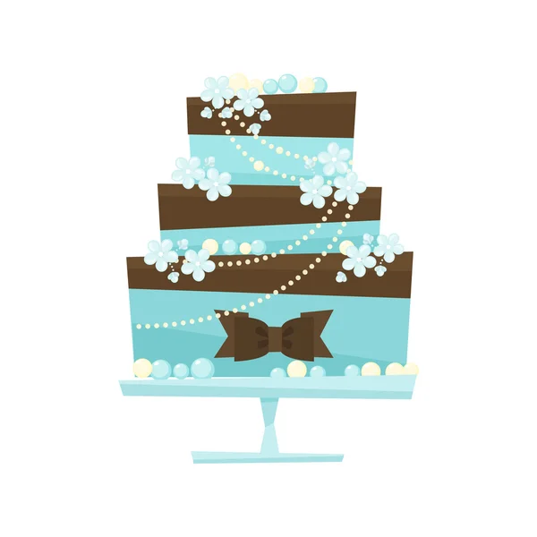 Illustration de gâteau de mariage dans un style de dessin animé plat isolé sur fond blanc . — Image vectorielle