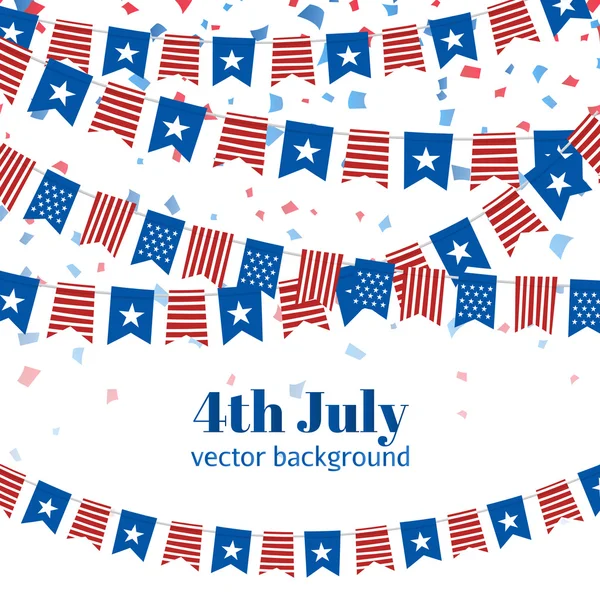 Vektör çizim. Amerikan Bağımsızlık günü bayrakları arka plan.