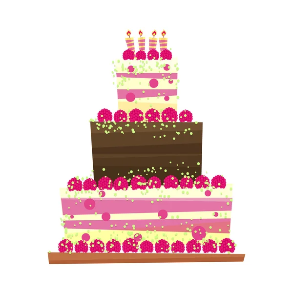 Compleanno o torta nuziale.Illustrazione vettoriale — Vettoriale Stock